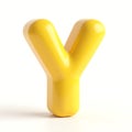 3D icon of Bright yellow letter y isolated on white background, a glossy and shiny alphabet Royalty Free Stock Photo