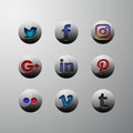 3d icon buttons social media