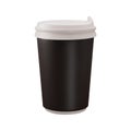 3d icon cartoon black paper coffee cup coffee with lid Takeaway coffee or tea to go or delivery food concept. Vector Royalty Free Stock Photo