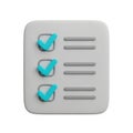 3D Icon of a Checklist with Three Completed Tasks on White Background to-do list done Royalty Free Stock Photo