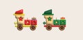 3d icon children\'s constructor train with trailers. The concept of preschool education