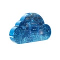 3D icon of a cloud with AI circuitry pattern inside isolated on whitebackground Royalty Free Stock Photo