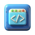 3D Icon of a Code Window with Programming Symbols Royalty Free Stock Photo