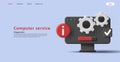3d icon of computer service with cogwheels, website banner Royalty Free Stock Photo