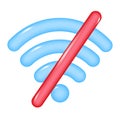 3d icon of crossed out WIFI, isolated on a transparent background. Wireless Internet connection is prohibited. Vector Royalty Free Stock Photo