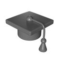 3D icon cute Graduation university or college black cap. Graduate college, high school, Academic or university cap. Hat for degree