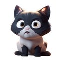 3d icon cute happy funny sadness, surprise, confusion cat Illustration of character Cartoon pet minimal style on Isolated