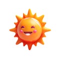 3d icon cute sun illustration kawaii Stylized funny cartoon Children clay, plastic or soft toy. Colorful design element isolated