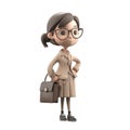 3d icon cute woman accountant with a briefcase in hand businesswoman concept Cartoon minimal style on isolated transparent