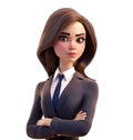 3d icon cute Young avatar business woman or office worker stands and holds work documents folder. people character illustration.