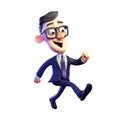 3d icon cute Young smiling Happy running businessman man, people character illustration. Cartoon boy minimal style on Isolated Royalty Free Stock Photo