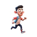 3d icon cute Young smiling Happy running man, people character illustration. Cartoon boy minimal style on Isolated Transparent png Royalty Free Stock Photo