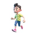 3d icon cute Young smiling Happy running man, people character illustration. Cartoon boy minimal style on Isolated Transparent png Royalty Free Stock Photo