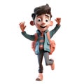 3d icon cute Young smiling Happy winning boy, people jumping character illustration. Cartoon boy minimal style on Isolated Royalty Free Stock Photo