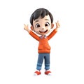 3d icon cute Young smiling Happy winning man, people jumping character illustration. Cartoon boy minimal style on Isolated Royalty Free Stock Photo