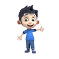 3d icon cute Young smiling Happy winning man, people jumping character illustration. Cartoon boy minimal style on Isolated Royalty Free Stock Photo