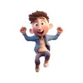 3d icon cute Young smiling Happy winning man, people jumping character illustration. Cartoon boy minimal style on Isolated Royalty Free Stock Photo