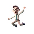 3d icon cute Young smiling Happy winning man, people jumping character illustration. Cartoon boy minimal style on Isolated Royalty Free Stock Photo