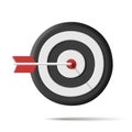 3d icon of a darts board with arrow, black and white corcles creating target