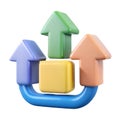 3D Icon of Data Input and Output Arrows Isolated on White Background