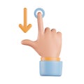 Swipe Down Gesture 3D Icon Illustration