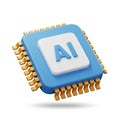 3D AI Chip Processor Icon â Minimalist Artificial Intelligence & Machine Learning Vector Illustration Royalty Free Stock Photo