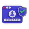 Secure User Login Interface 3D Icon Royalty Free Stock Photo