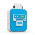 A 3D icon depicting a stylized printer. The design features a blue square base with Royalty Free Stock Photo