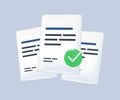 3d icon of documents approved and signed. business icon checked and approved sample paper sheet document , quality.