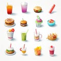 3d icon fast food sets.Tiny Cute foodtruck. AI Generative