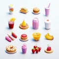 3d icon fast food sets.Tiny Cute foodtruck. AI Generative