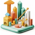 3D icon of financial commodities trading on a white background Royalty Free Stock Photo