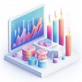 3D icon of financial commodities trading on a white background Royalty Free Stock Photo