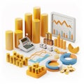 3D icon of financial commodities trading on a white background Royalty Free Stock Photo