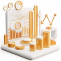 3D icon of financial commodities trading on a white background Royalty Free Stock Photo