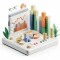 3D icon of financial commodities trading on a white background Royalty Free Stock Photo