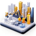 3D icon of financial commodities trading on a white background Royalty Free Stock Photo