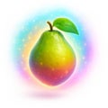 3D icon of a floating guava with rainbow-colored glow Royalty Free Stock Photo