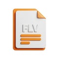 3D Icon of an FLV File Format Document on White Background video file Royalty Free Stock Photo