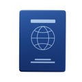 3d icon foreign passport with globe. Visa, document, arrival. Customs house concept. Symbol of citizenship, immigration