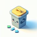 3D icon of a garbage bin with separate sorting in isometric style on a white background