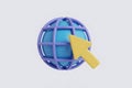 3D Icon of a Globe with a Cursor Arrow, Representing Internet and Connectivity Royalty Free Stock Photo