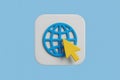 3D Icon of a Globe with a Cursor on a Light Blue Background Royalty Free Stock Photo