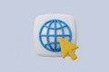 3D Icon of Globe and Cursor on a Light Blue Background Royalty Free Stock Photo
