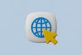 3D Icon of a Globe and Cursor on a Light Blue Background Royalty Free Stock Photo