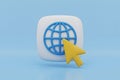 3D Icon of Globe and Cursor on a Light Blue Background Royalty Free Stock Photo