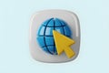 3D Icon of a Globe with a Cursor, Representing Internet and Connectivity Royalty Free Stock Photo