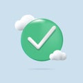 3d icon Green checkmark. Tick checkbox. Circle with green check mark. Vector check icon. checkmark icon vector, on white Royalty Free Stock Photo