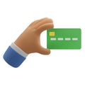 3d icon hand holding bank card