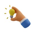 3d icon hand holding light bulb Royalty Free Stock Photo